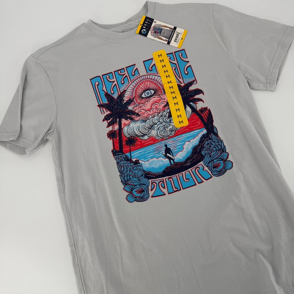 Reel Life Graphic Tee Unisex Medium Grey NEW Tour Surf Beach CGT00-1172-044